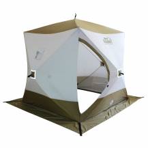 Палатка зимняя 3-х слойная куб СЛЕДОПЫТ Premium (1,8х1,8 м), цв. белый/олива