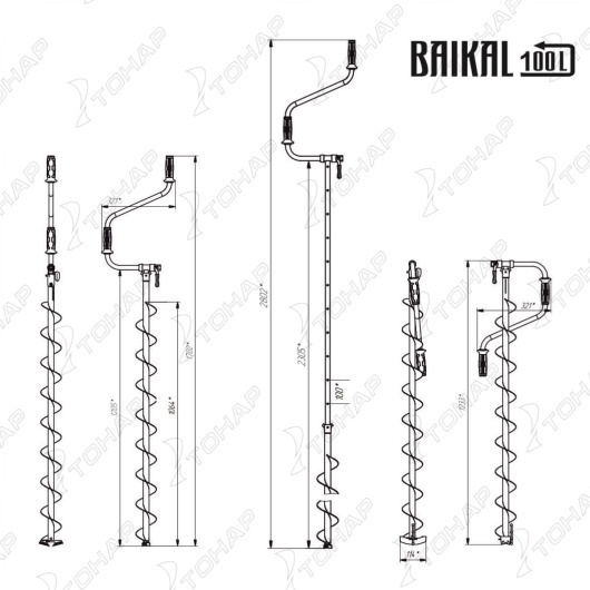 Ледобур BAIKAL 100L левое вращение (LBA-100L) Тонар