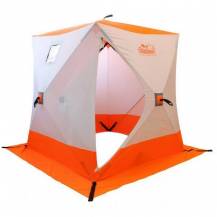 Палатка зимняя куб СЛЕДОПЫТ (1,5 х1,5 м) 2-местная, цв. бело-оранж.