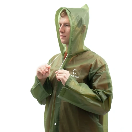 Плащ-дождевик СЛЕДОПЫТ, EVA, 76х130 см., на кнопках, с капюшоном, цв. army green