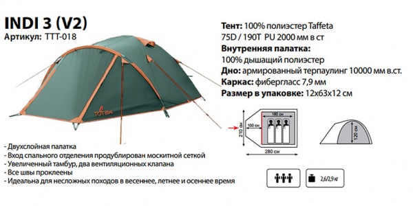 Палатка Indi 3 V2 Totem (Тотем)