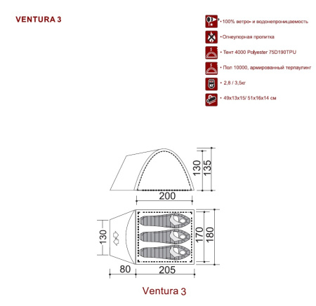 Палатка Ventura 3 Indiana (Индиана)