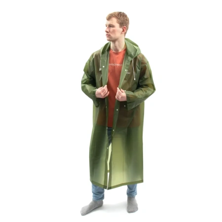 Плащ-дождевик СЛЕДОПЫТ, EVA, 76х130 см., на кнопках, с капюшоном, цв. army green