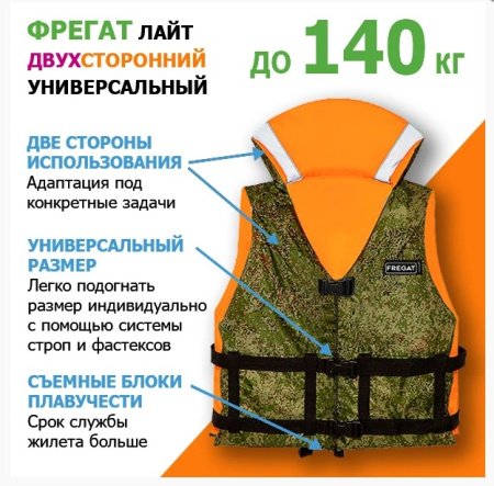 Жилет спасательный двухсторонний ГИМС Фрегат (Лайт) до 140 кг