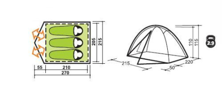 Палатка Jet 3 AL GREEN Canadian Camper