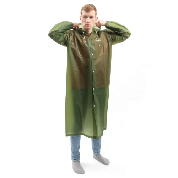 Плащ-дождевик СЛЕДОПЫТ, EVA, 76х130 см., на кнопках, с капюшоном, цв. army green
