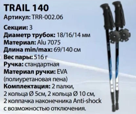Tramp палки треккинговые Trail TRR-002 140 (синий)