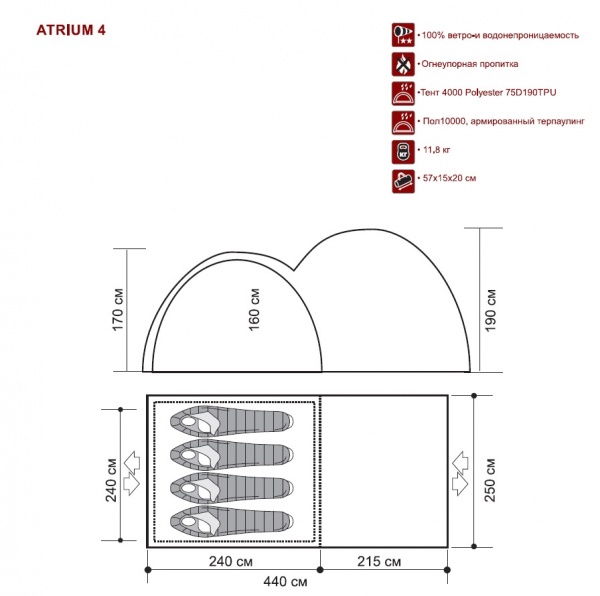 Палатка Atrium 4 Indiana (Индиана)