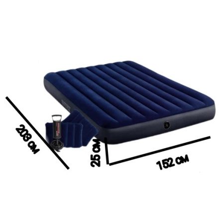 Матрас 152*203*25 с подушками и насосом (68765) Intex